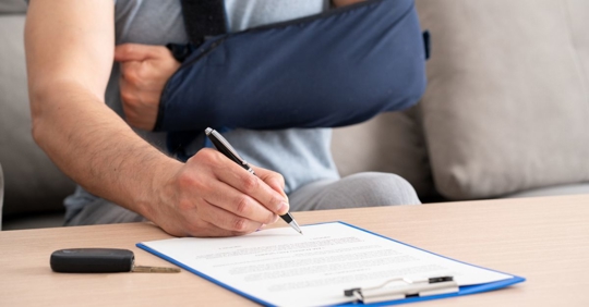 injured person signing a document